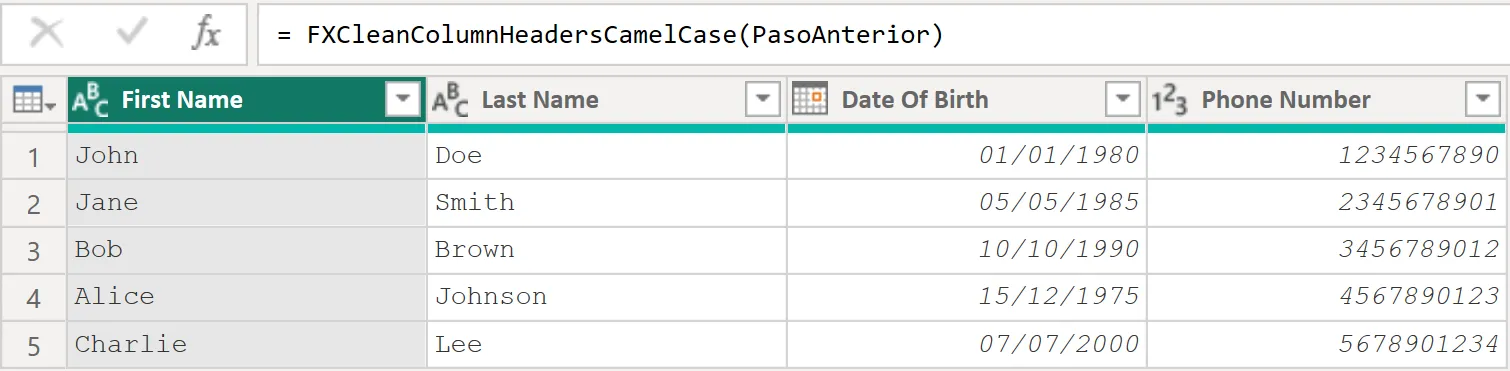Ejemplo 1: Tabla de salida