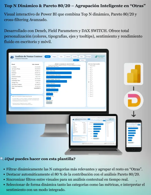 Top N Dinámico & Pareto 80/20 – Agrupación Inteligente en "Otras"